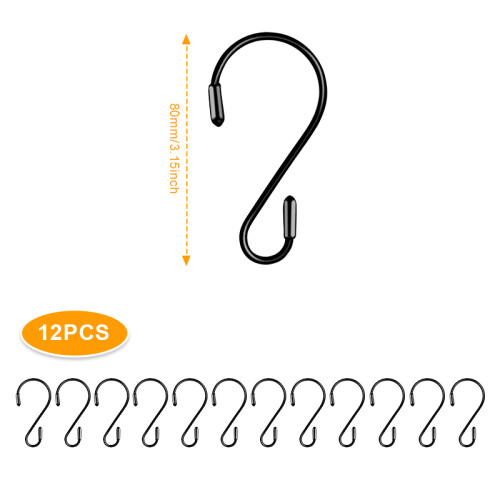 Kitchen Storage S Hooks 12-Pack Black 1
