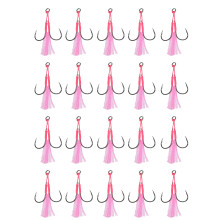 20Pcs Double Fishing Assist Hook Kits Slow Quickly-Pink No. 15