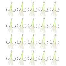 20Pcs Double Fishing Assist Hook Kits Slow-grass green No. 20