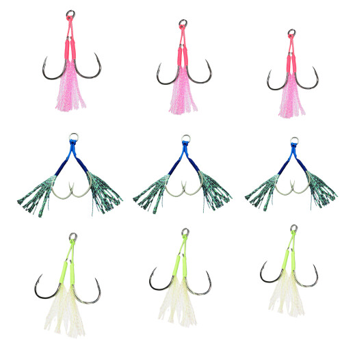 20Pcs Small Jigging Hook Assist Rigs Circle Hook-Blue No. 15 1