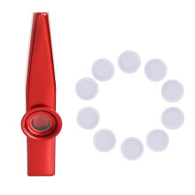 Portable Metal Kazoos Musical Instruments with 10Pcs Kazoo-Red