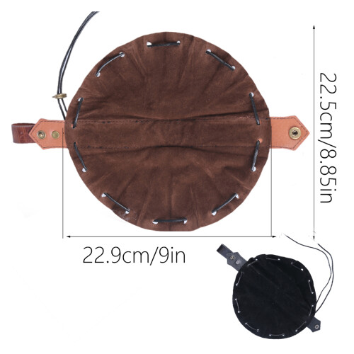 Portable Drawstring Bag Medieval PU Leather Belt-dark brown 1