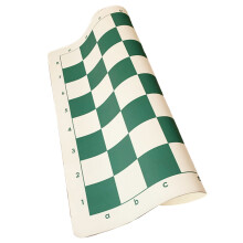 Leather Chess Board Roll-up Tournament Chess-Green White Medium