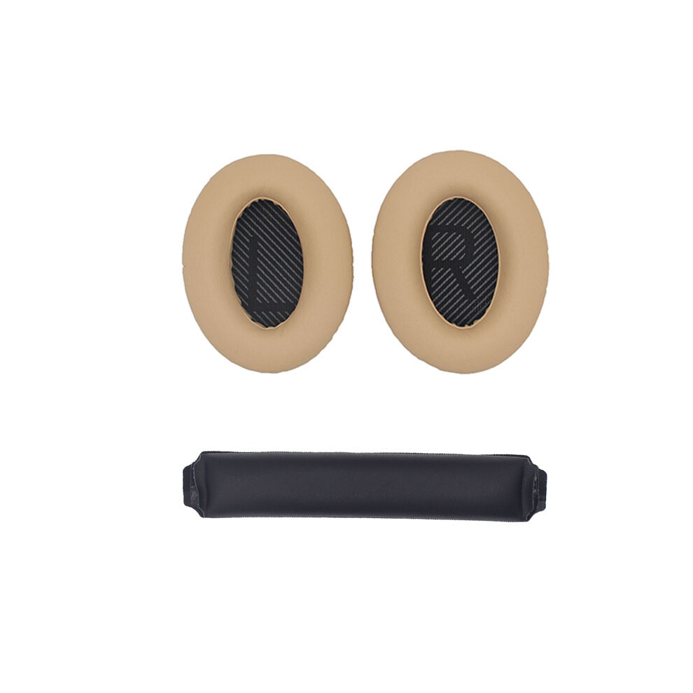 Replacement Earpads And Headband For Bose Qc15 Qc25 Qc35 Headphones + Beige/Black 7314280511990