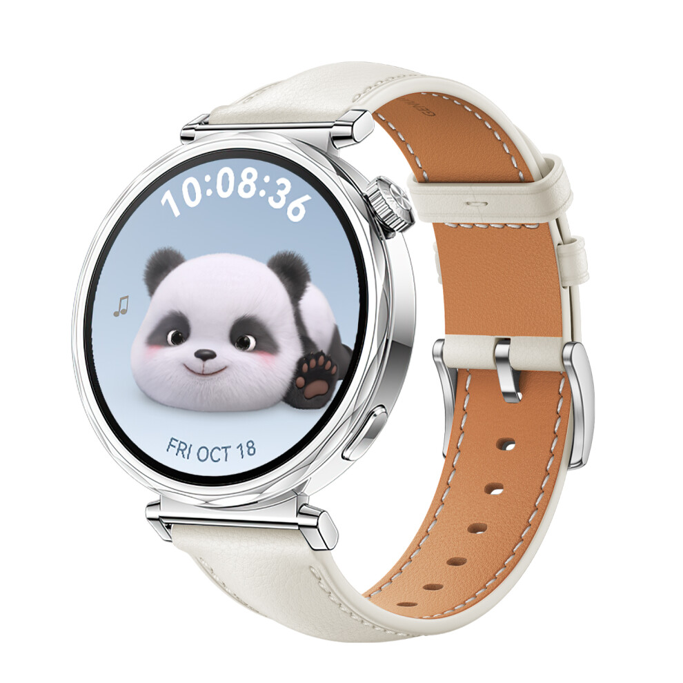 Genuine Leather Watch Strap For Huawei Watch Gt5 - 18Mm White + Silver White,Silver 7314280600397