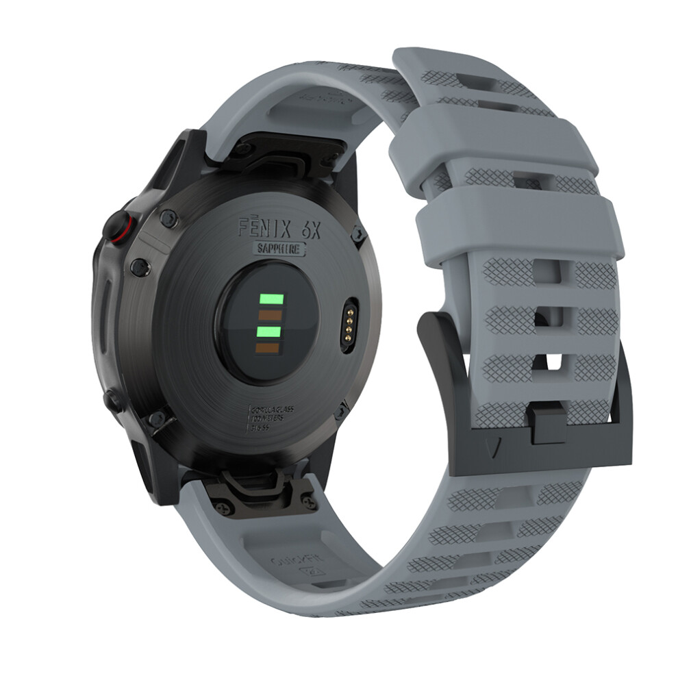 Inf Grey Silicone Steel Sheet Snap Watchstrap For Garmin Fenix 7X 26Mm
