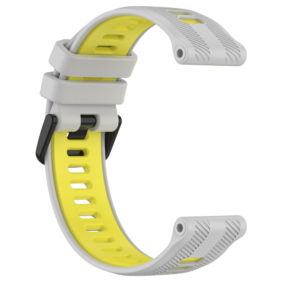 Gray Silicone Watch Strap For Garmin Forerunner 965 Yellow 7314280853618