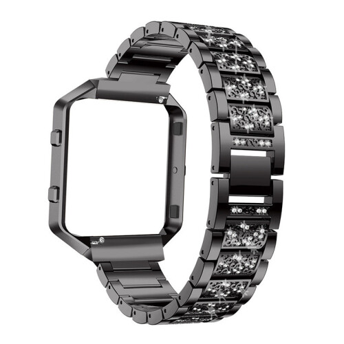 Διαμαντένιο ανοξείδωτο ατσάλι Fitbit Blaze Smartwatch band compatible with Fitbit, μαύρο με πλαίσιο