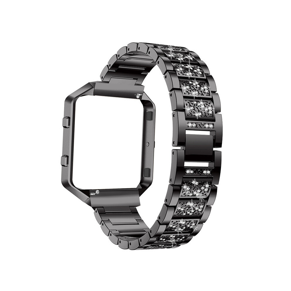 Smart Watch Strap Diamond Watchband With Watch Frame For Fitbit Blaze Black 7314280742295