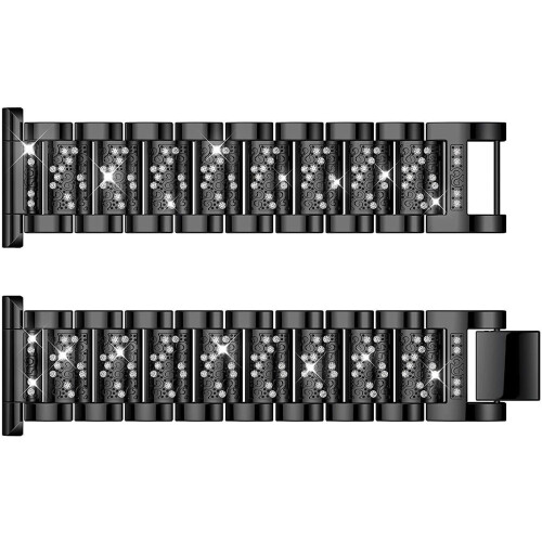Διαμαντένιο ανοξείδωτο ατσάλι Fitbit Blaze Smartwatch band compatible with Fitbit, μαύρο με πλαίσιο 2