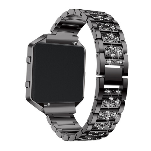 Διαμαντένιο ανοξείδωτο ατσάλι Fitbit Blaze Smartwatch band compatible with Fitbit, μαύρο με πλαίσιο 1