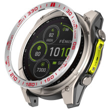 Premium Garmin Tactix 8 51mm AMOLED Bezel - Sølv & Rød Aksent