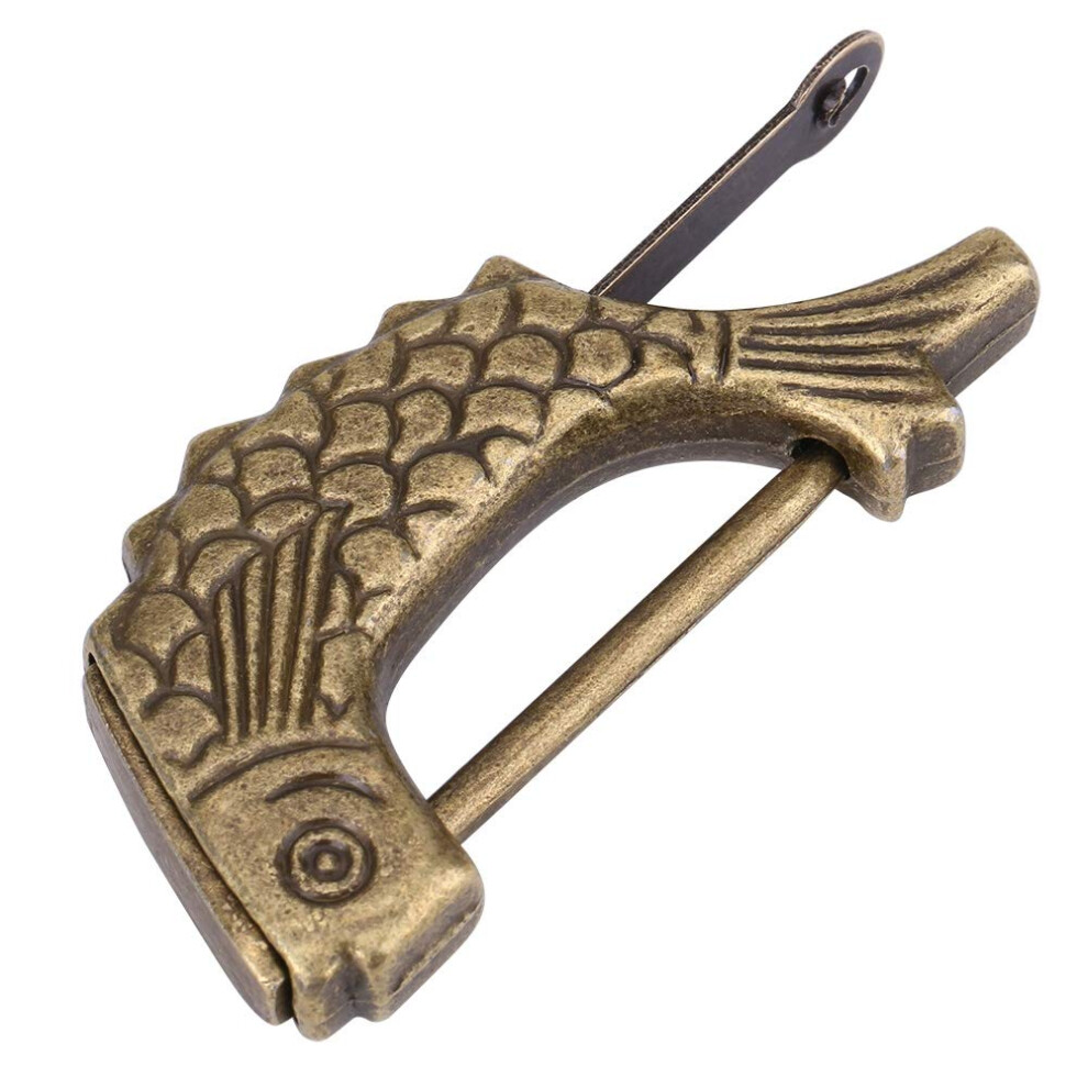 Vintage Lock And Key Metal Fish Shaped Lock Antique Chinese Padlock Bronze High Grade Material Antique Style 9354506226374