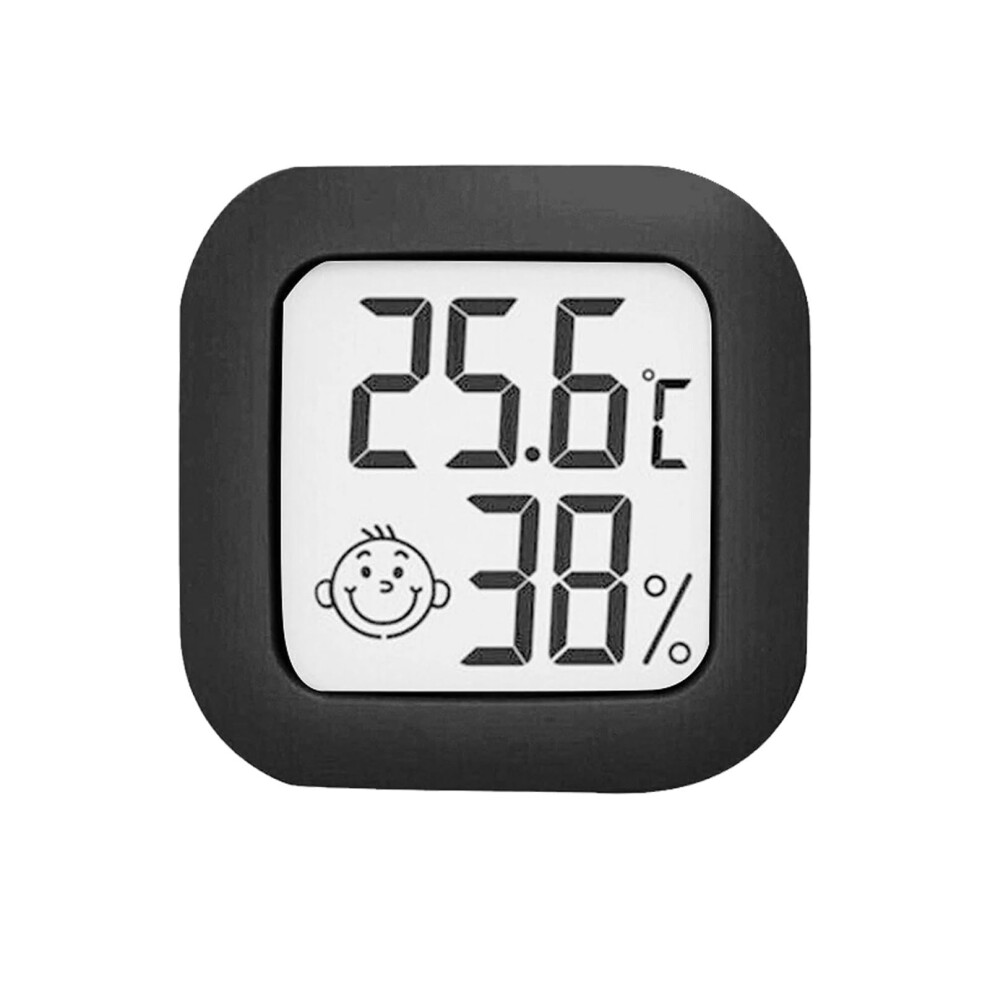 Electronic Hygrometer Mini Lcd Thermohygrometer With Face Icon Indoor Outdoor Temperature And Humidity Meter Black 9084446358186