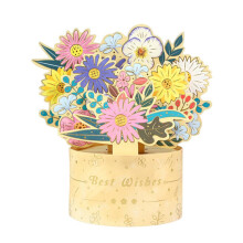 Graduation Card Fade-Resistant 3D Paper Flower Invitation Card Handcrafted Yellow Greeting Gift