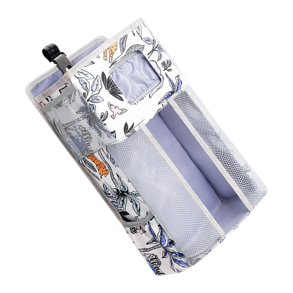 Multifunctional Baby Crib Organizers Oxford Fabric Storage Bag With Zippered Compartments Reinforced Hook Designs