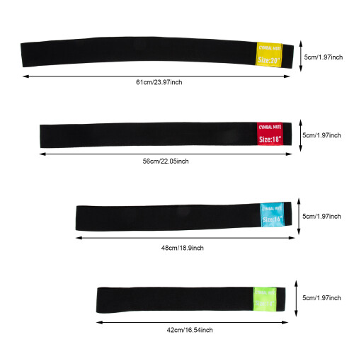 4Pcs Polyester Drum Cymbal Mute Belts Assorted Colors Noise Reducers 1