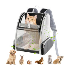 Foldable Cat Backpack Carrier Transparent Panoramic Mesh Window Breathable Design One Touch Folding Storage For Cats And Dogs Outdoor