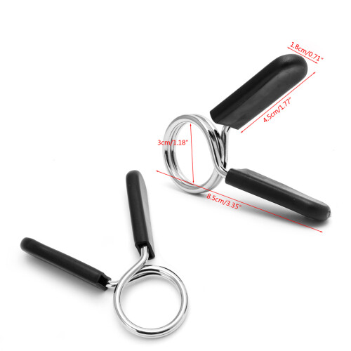 2Pcs Barbell Bar Clamp Spring Collar Clips Gym Weight-Silver