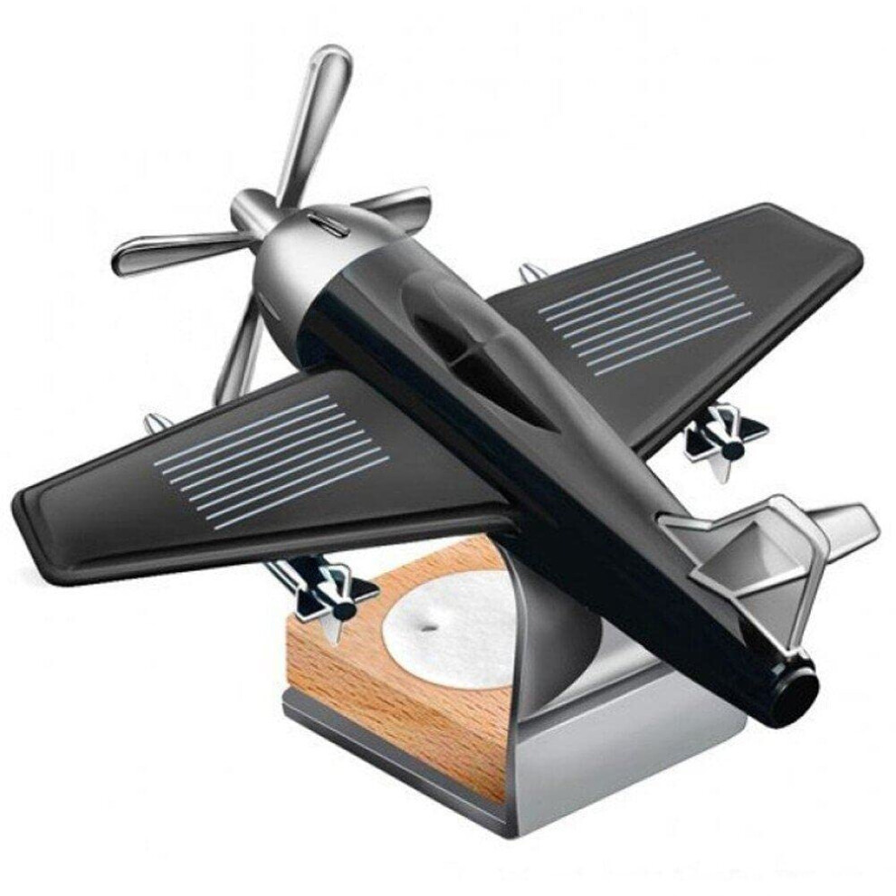 Solar-Powered Car Air Freshener Airplane Model Fragrance Diffuser Essential Oil Diffuser Ornament For Vehicles Black 9393856279074