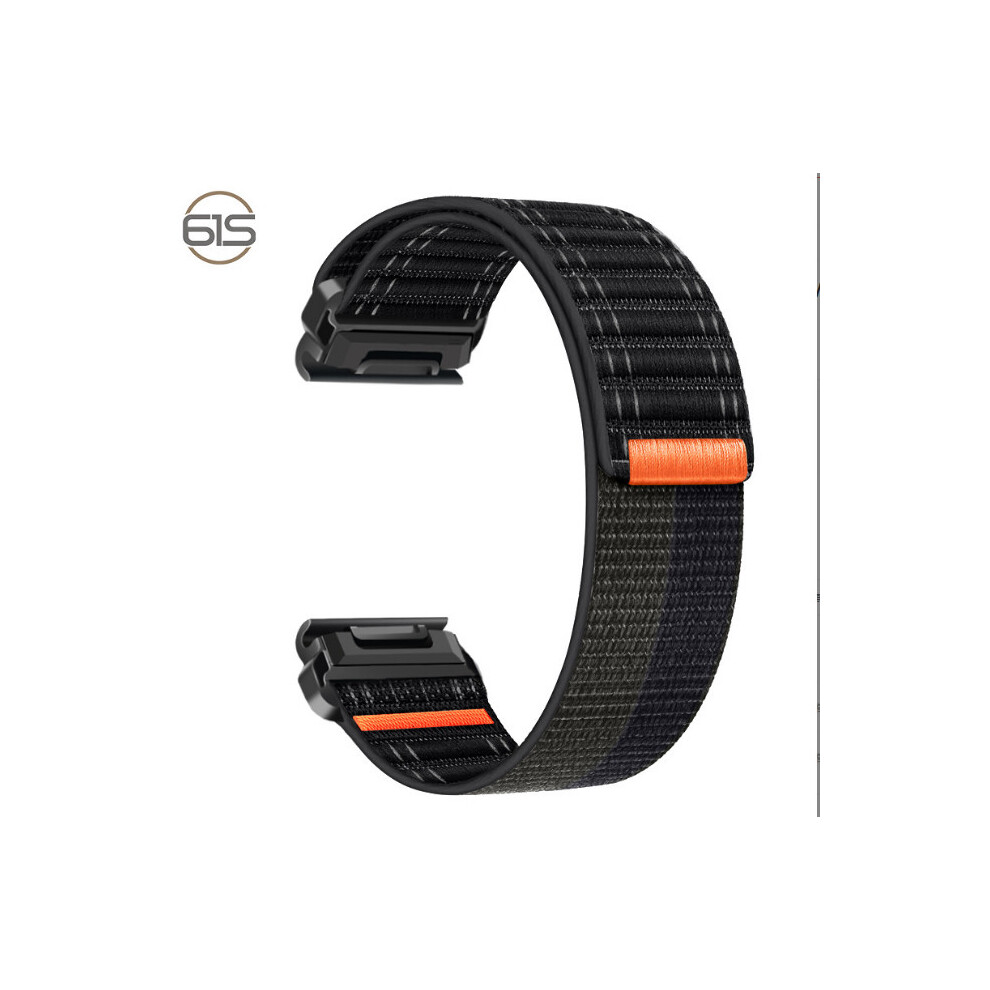 Nylon Watch Strap For Garmin Fenix 8/5/6/7X Pro/Epix 935/965 + Light Gray 26 Mm Black 7314281048723