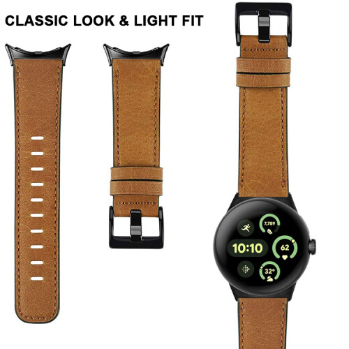 Echtes Lederarmband für Google Pixel Watch 3 (45 mm) - Braun 2