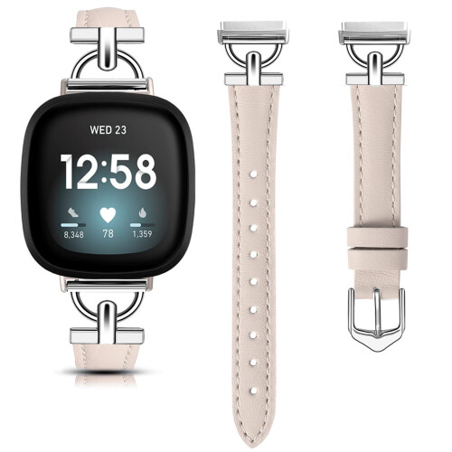 Genuine Leather Watch Strap for Fitbit Versa 4/3/Sense - Rose Pink