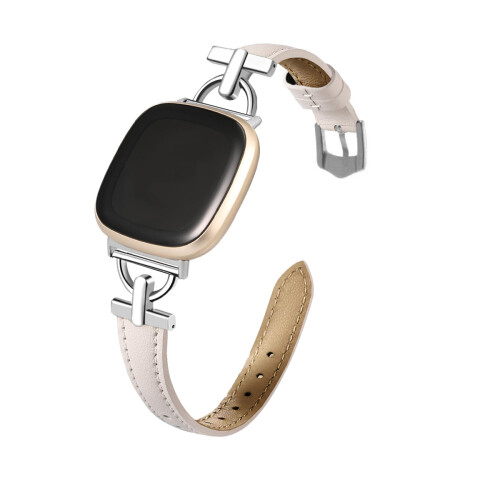 Genuine Leather Watch Strap for Fitbit Versa 4/3/Sense - Rose Pink 2