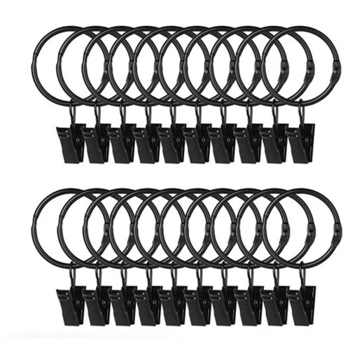 Gardinenringe mit Clips schwarz 20 Stück