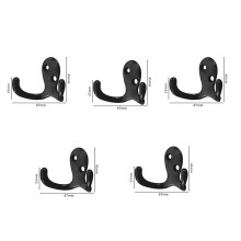Kleiderhaken aus Zinklegierung (5er-Pack) Black