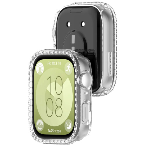 Huawei Watch Fit 3 Case with Diamond PC Hollow Protective Case Transparent 1
