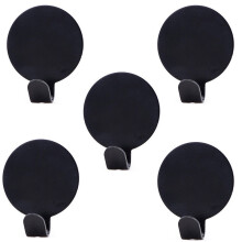Selbstklebende runde Wandhaken, 5er-Pack Black