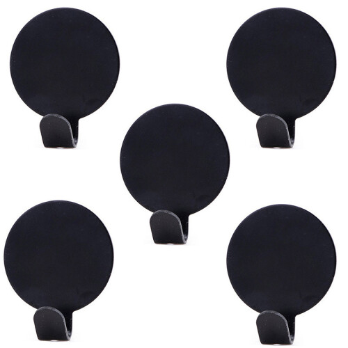 Selbstklebende runde Wandhaken, 5er-Pack Black