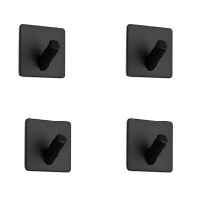 Unsichtbare Klebehaken, quadratische Wandhaken aus Edelstahl (4er-Pack) Black