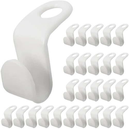 Clothes Hanger Connector Hooks PP Plastic White 30-Pack 1