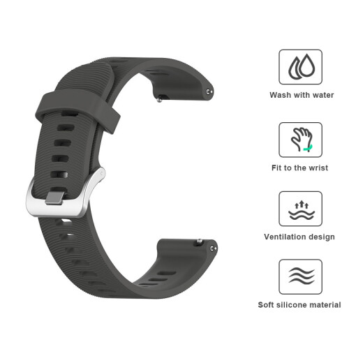 Uhrenarmband für Garmin Forerunner 245 Silikon Grey 20 mm 2