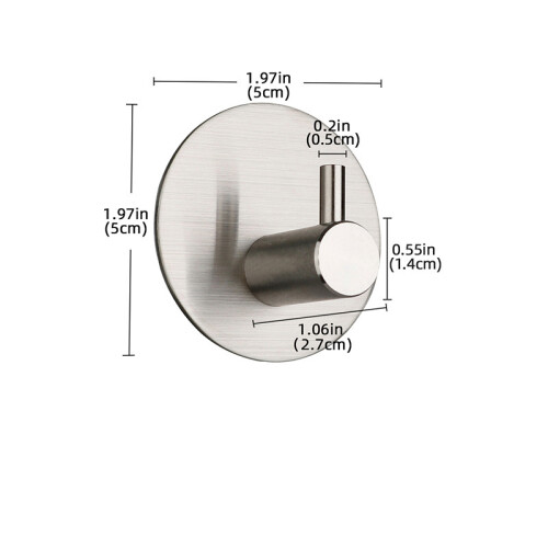 Brushed Silver Seamless Adhesive Hooks Stainless Steel Wall Hooks (4-Pack)   0 2