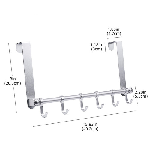Kleiderhaken aus Aluminium, über der Tür Silver 1