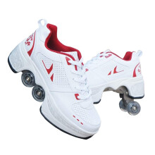 Inline Skate 2-In-1 Convertible Multi-Purpose Shoes Adjustable Quad Roller Skates Boots Size 37