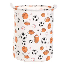 Collapsible Woven Storage Basket Lid Football Pattern Water Laundry Bag Multiuse Organizer For Clothes Toys Shoes Balls