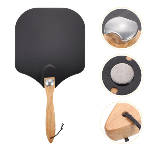 1Pc Lightweight Black Baking Pizza Accessory with Wood Handle 2