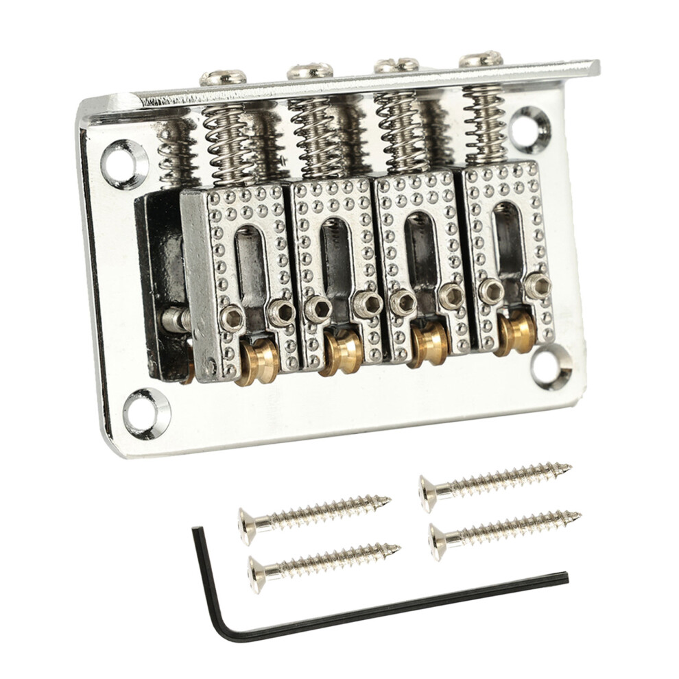 4 String Electric Guitar Bridge Tailpiece Top Load Fixed-Silver 7696000187549