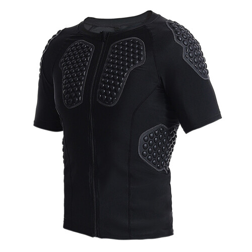Mens Padded Compression T-Shirt Rib Chest Protector for-L