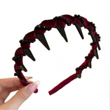 (Black Beads, Red) Hair Volume Booster Wave Headband, Vintage Velvet Wide Beaded Headband Hair Hoops for Women Girls
