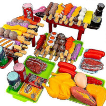 (C) Children Kitchen Food Toys Pretend Bbq Set Play House Cooking Games Barbecue Grill Meat Skewers Pr