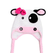 Beanie Für Kinder Gestrickte Kuhförmige Mütze Wollstoff Warm