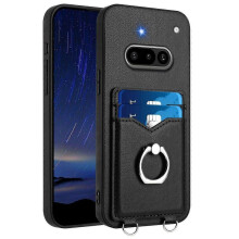 (For Nothing Phone 3a, Black) R20 Ring Card Holder Phone Case