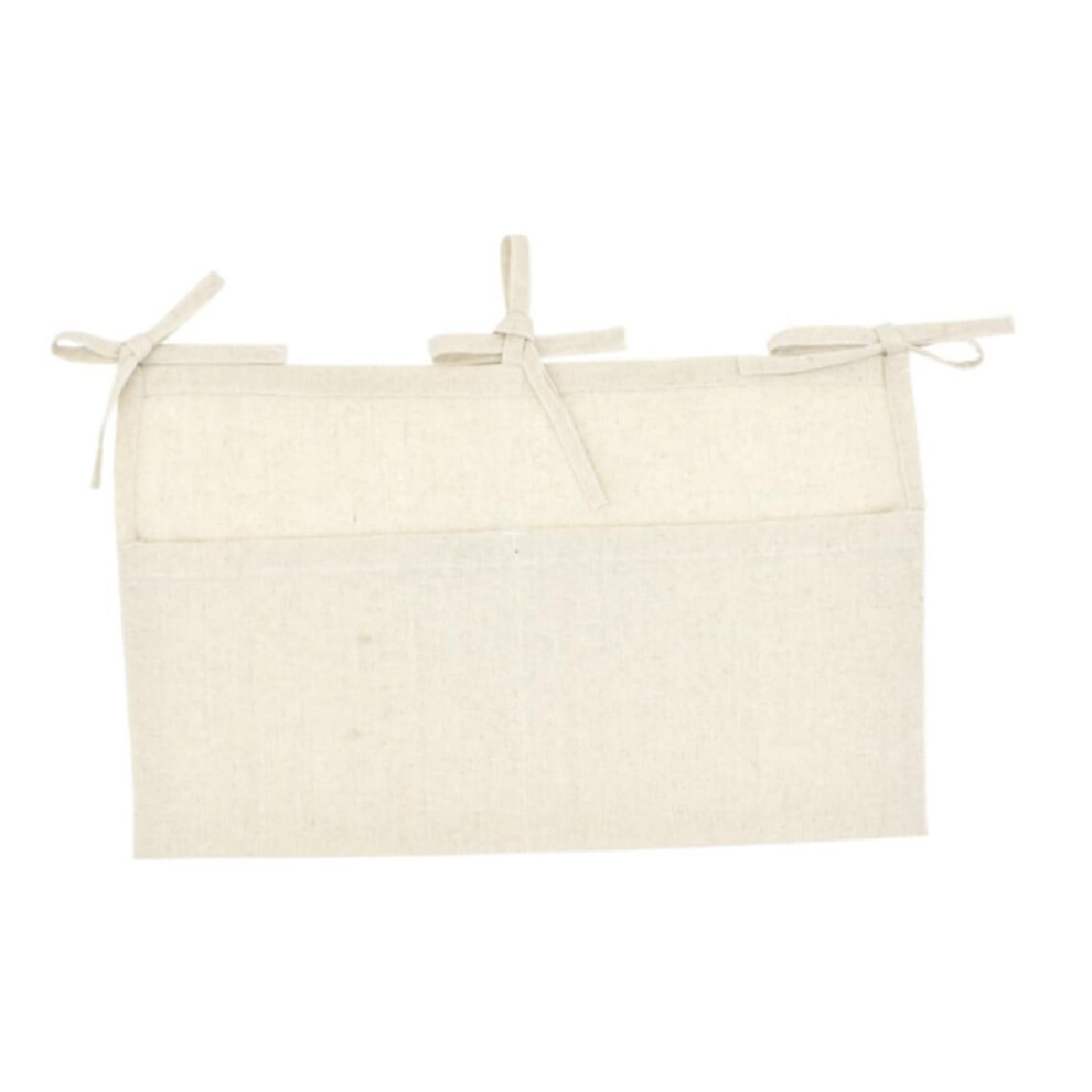Bedside Caddy Linen Hanging Storage Bag For Crib Nursery Organiser Beige 50.8x30.4cm 2 Pockets