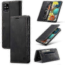 (Black) Galaxy A51 5G AutSpace A01 Retro Crazy Horse RFID Leather Phone Case Cover