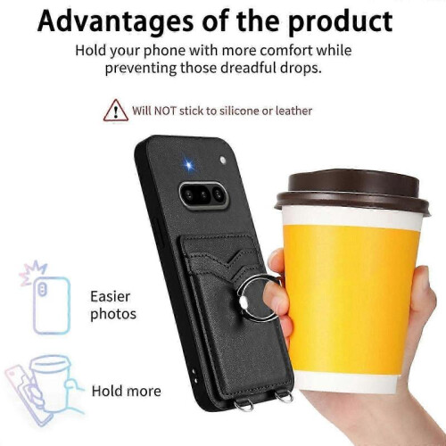 (For Nothing Phone 3a, Black) R20 Ring Card Holder Phone Case 2